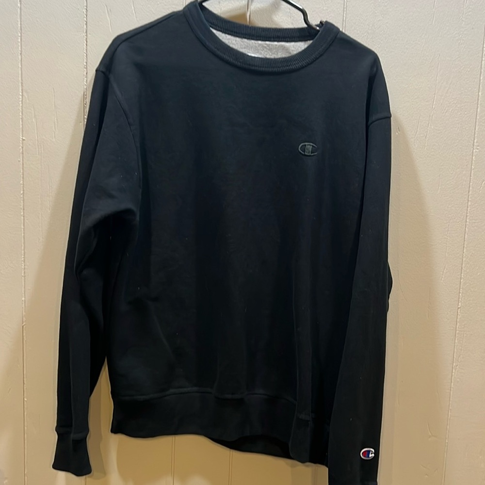Champion, Authentic Black Crew Neck Sweatshirt, US Men's Medium